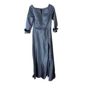 Silver Gray Formal Long Sleeve Mother Of Bride Mother Of Groom Dress Size Large